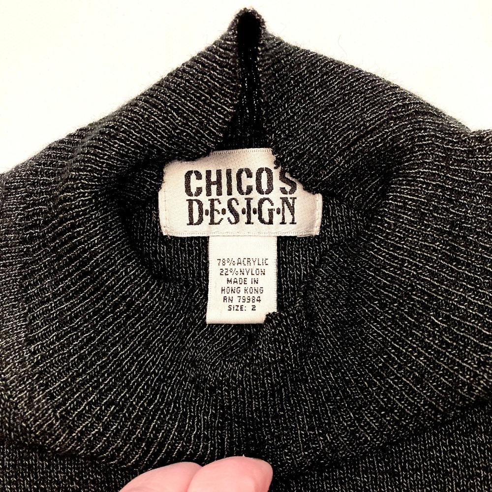 Chico's Design Mock Neck‎ Sleeveless Sweater Womens Large Brand Sz 2 Black Knit - Picture 3 of 6